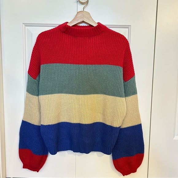 BRIXTON Madero Balloon Sleeve Block Stripe Sweater - Picture 7 of 7